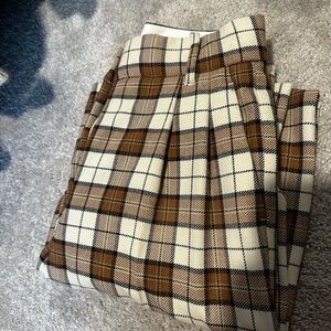 Wilfred Brown and Cream Dress Pants with Plaid Pattern